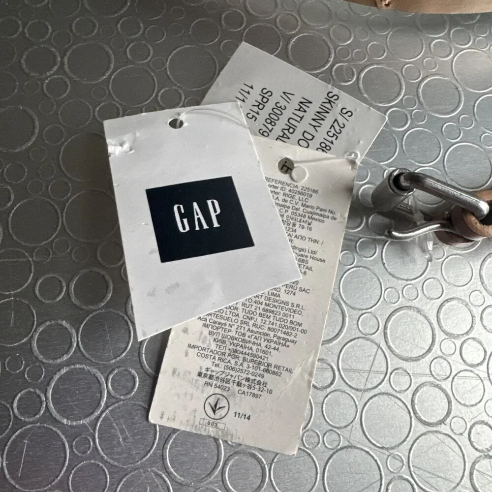 NWT Gap Leather Skinny Double Wrap Waist Belt Natural Tan Beige - Size L New